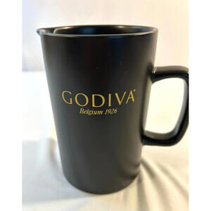 Godiva Belgium 1926 Black Coffee Mug Gold Logo Luxury Chocolate Brand Cup